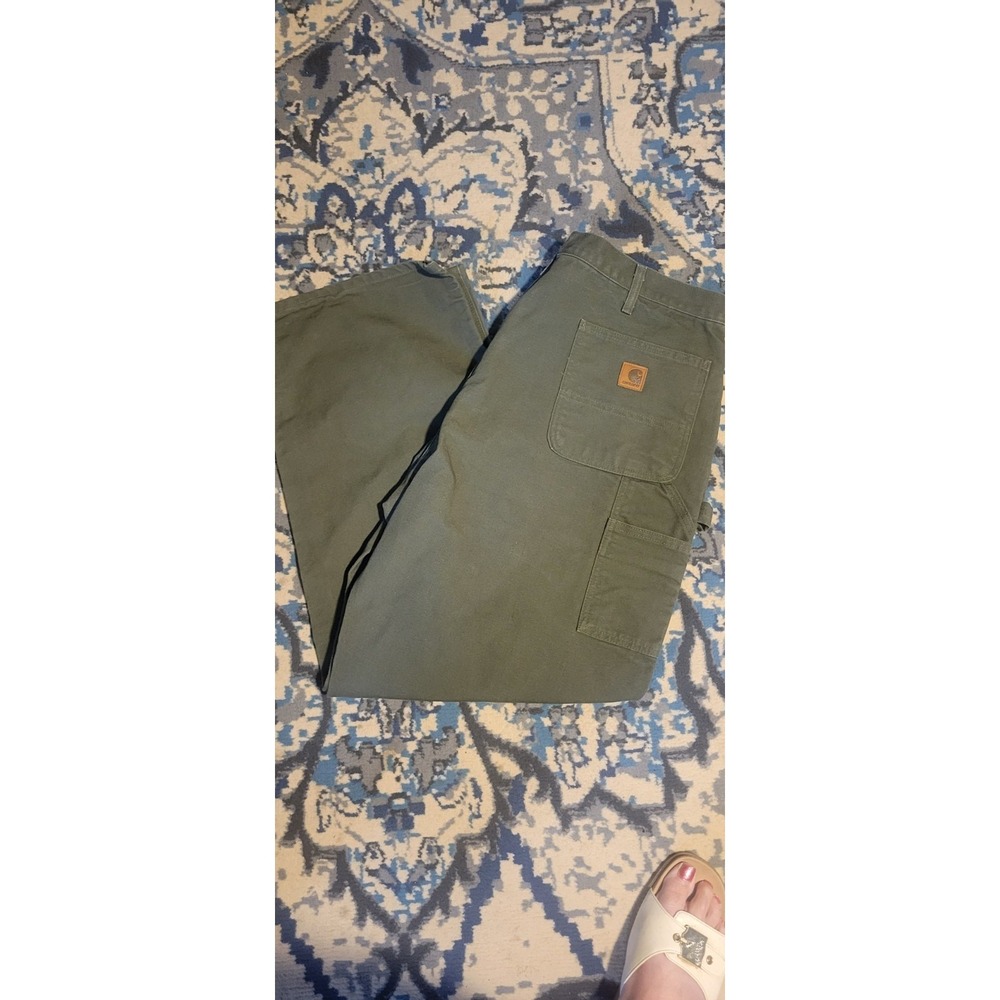 Carhartt Men 42x32 Washed Duck Work Dungaree Carpenter Canvas Pants B11 MOS